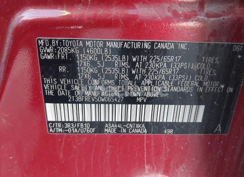 Photo 9 of 2013 Toyota Rav4 LE (VIN 2T3BFREV5DW065427)