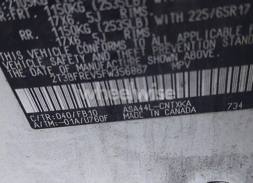 Photo 9 of 2015 Toyota Rav4 LE (VIN 2T3BFREV5FW356867)