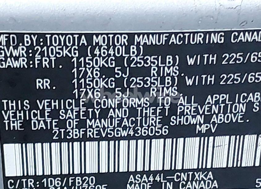 Photo 9 of 2016 Toyota Rav4 LE (VIN 2T3BFREV5GW436056)