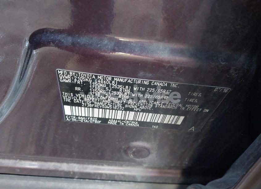 Photo 9 of 2016 Toyota Rav4 LE (VIN 2T3BFREV5GW516232)