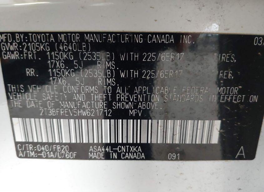 Photo 9 of 2017 Toyota Rav4 LE (VIN 2T3BFREV5HW621712)