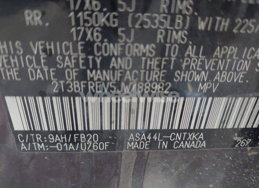 Photo 9 of 2018 Toyota Rav4 LE (VIN 2T3BFREV5JW788982)