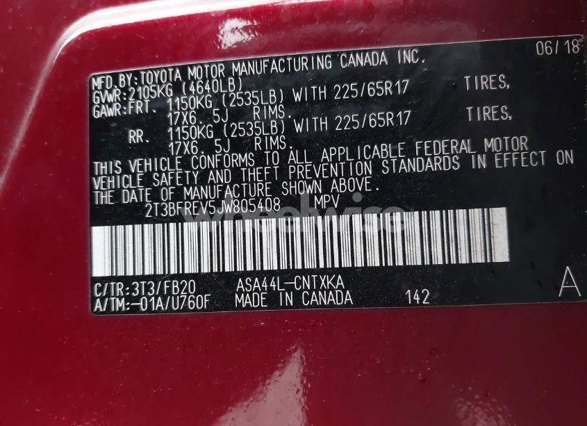 Photo 9 of 2018 Toyota Rav4 LE (VIN 2T3BFREV5JW805408)