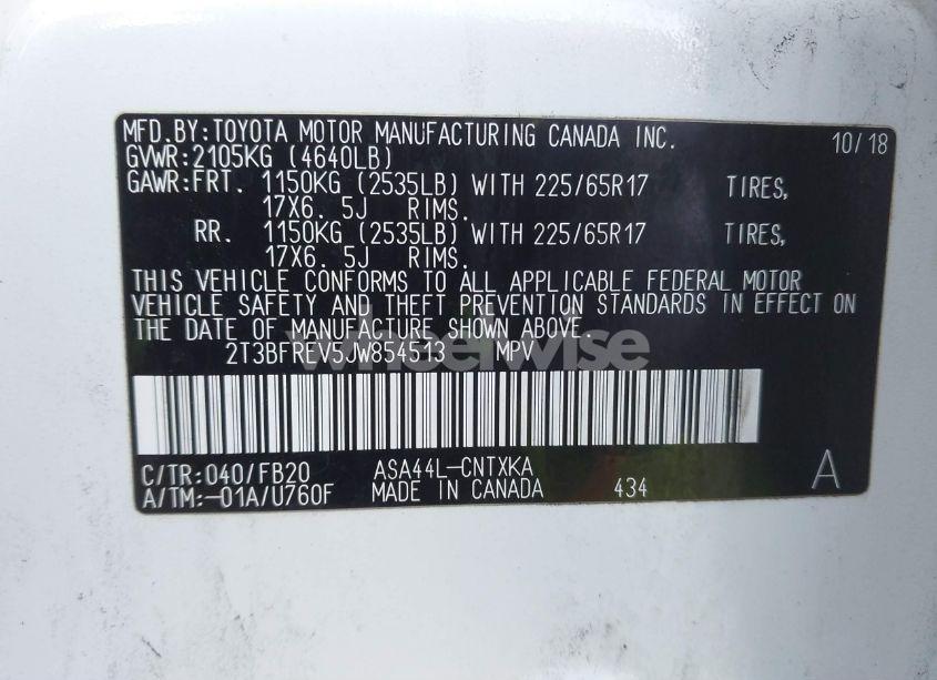 Photo 9 of 2018 Toyota Rav4 LE (VIN 2T3BFREV5JW854513)