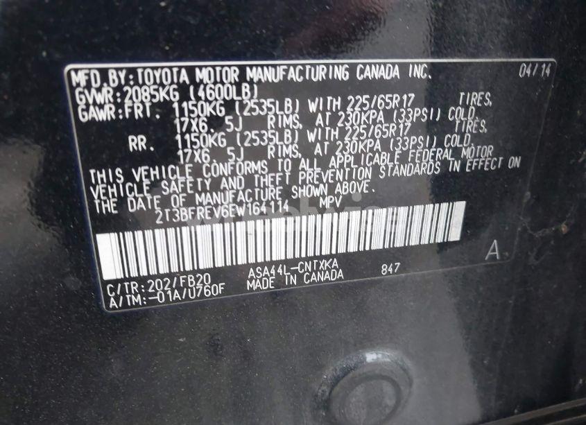 Photo 9 of 2014 Toyota Rav4 LE (VIN 2T3BFREV6EW164114)