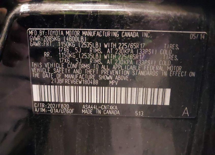 Photo 9 of 2014 Toyota Rav4 LE (VIN 2T3BFREV6EW180488)