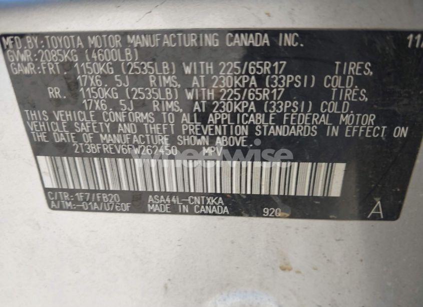 Photo 9 of 2015 Toyota Rav4 LE (VIN 2T3BFREV6FW262450)