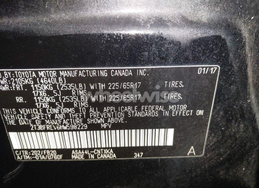 Photo 9 of 2017 Toyota Rav4 LE (VIN 2T3BFREV6HW598229)