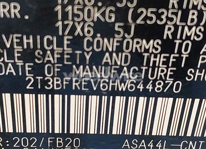 Photo 9 of 2017 Toyota Rav4 LE (VIN 2T3BFREV6HW644870)