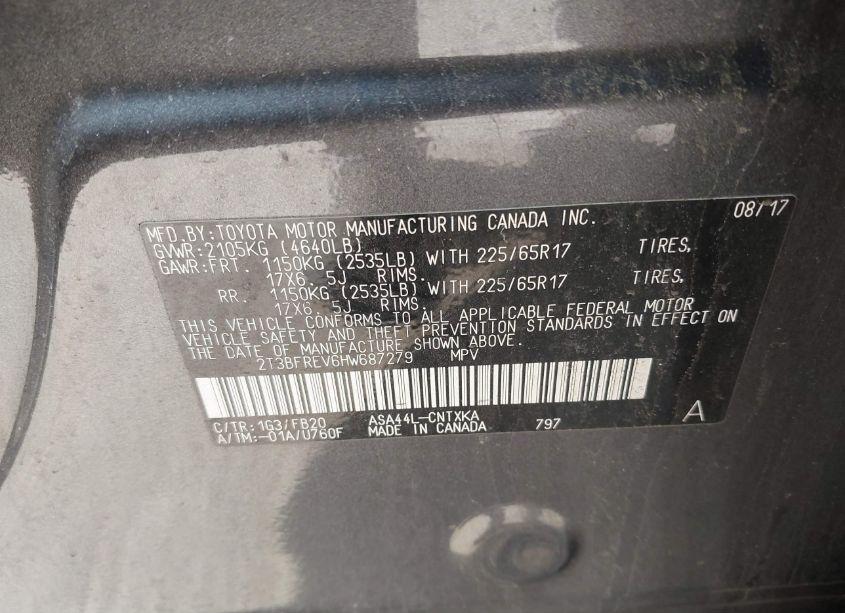 Photo 9 of 2017 Toyota Rav4 LE (VIN 2T3BFREV6HW687279)