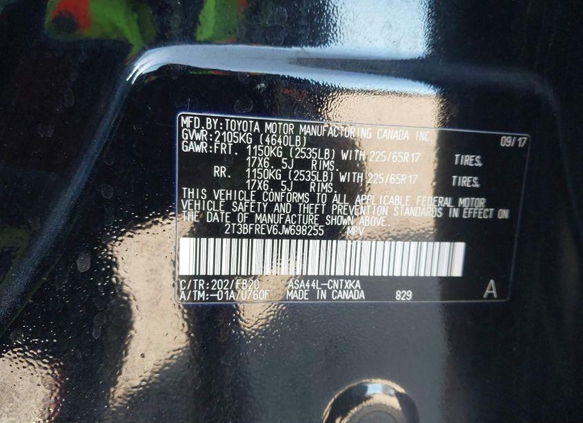 Photo 9 of 2018 Toyota Rav4 LE (VIN 2T3BFREV6JW698255)