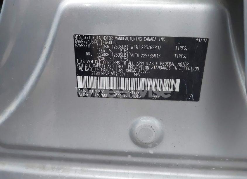 Photo 9 of 2018 Toyota Rav4 LE (VIN 2T3BFREV6JW721534)