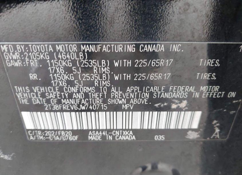 Photo 9 of 2018 Toyota Rav4 LE (VIN 2T3BFREV6JW740715)