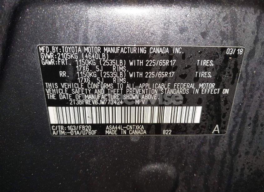 Photo 9 of 2018 Toyota Rav4 LE (VIN 2T3BFREV6JW773424)