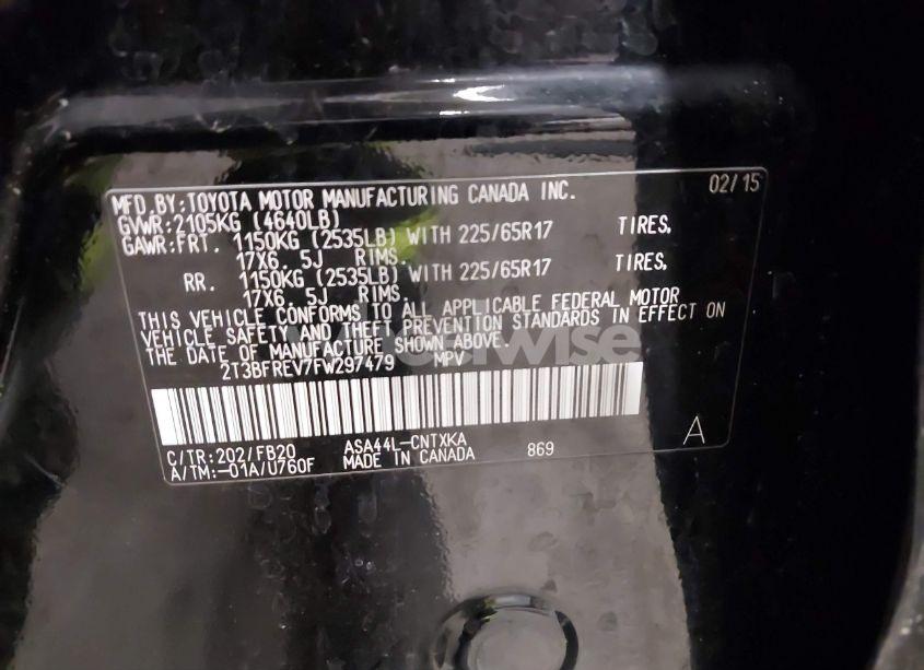 Photo 9 of 2015 Toyota Rav4 LE (VIN 2T3BFREV7FW297479)