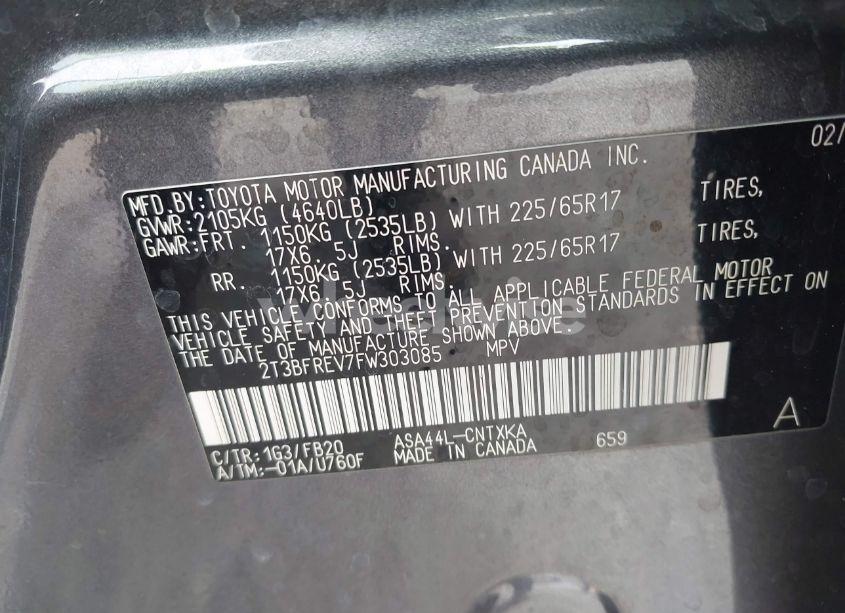 Photo 9 of 2015 Toyota Rav4 LE (VIN 2T3BFREV7FW303085)