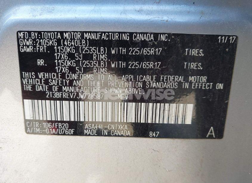 Photo 9 of 2018 Toyota Rav4 LE (VIN 2T3BFREV7JW728587)