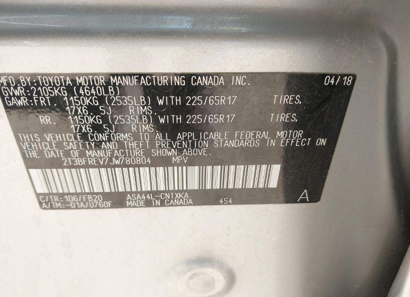 Photo 9 of 2018 Toyota Rav4 LE (VIN 2T3BFREV7JW780804)