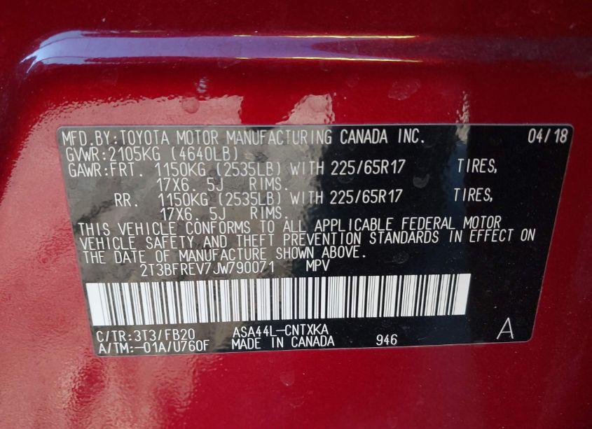 Photo 9 of 2018 Toyota Rav4 LE (VIN 2T3BFREV7JW790071)