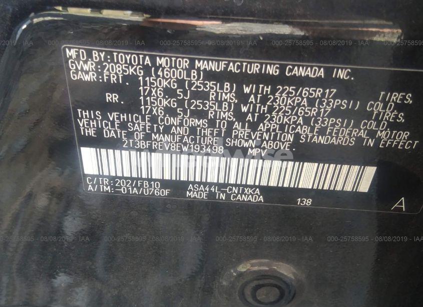 Photo 9 of 2014 Toyota Rav4 LE (VIN 2T3BFREV8EW193498)