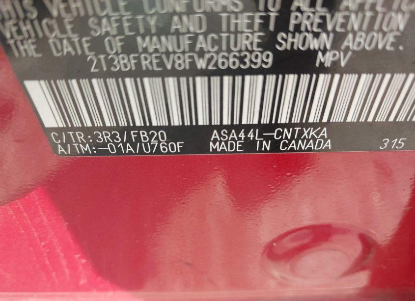 Photo 9 of 2015 Toyota Rav4 LE (VIN 2T3BFREV8FW266399)