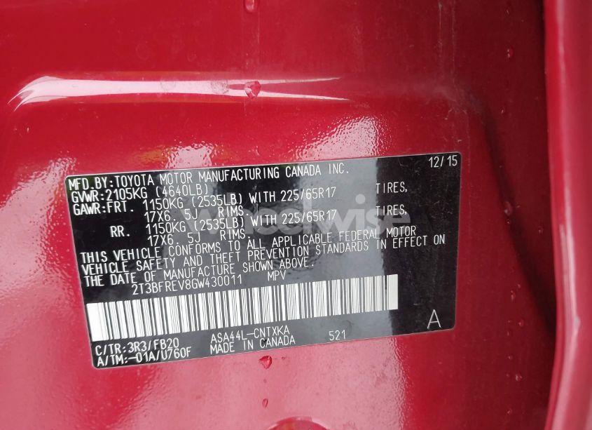 Photo 9 of 2016 Toyota Rav4 LE (VIN 2T3BFREV8GW430011)