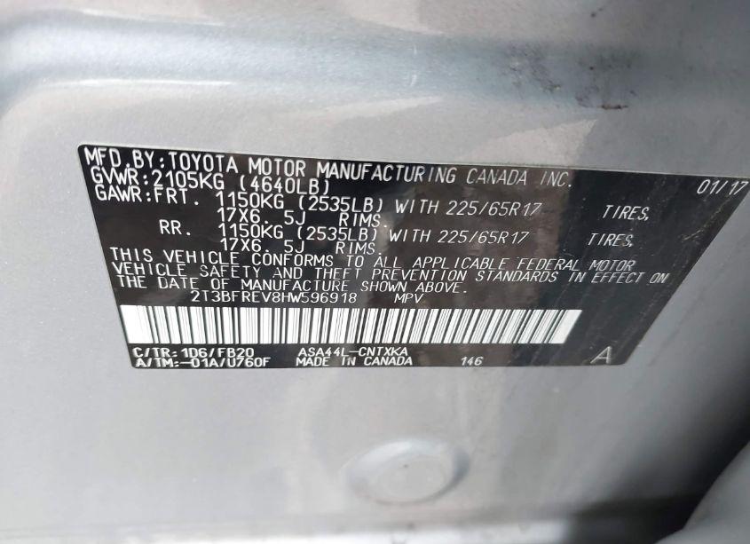 Photo 9 of 2017 Toyota Rav4 LE (VIN 2T3BFREV8HW596918)