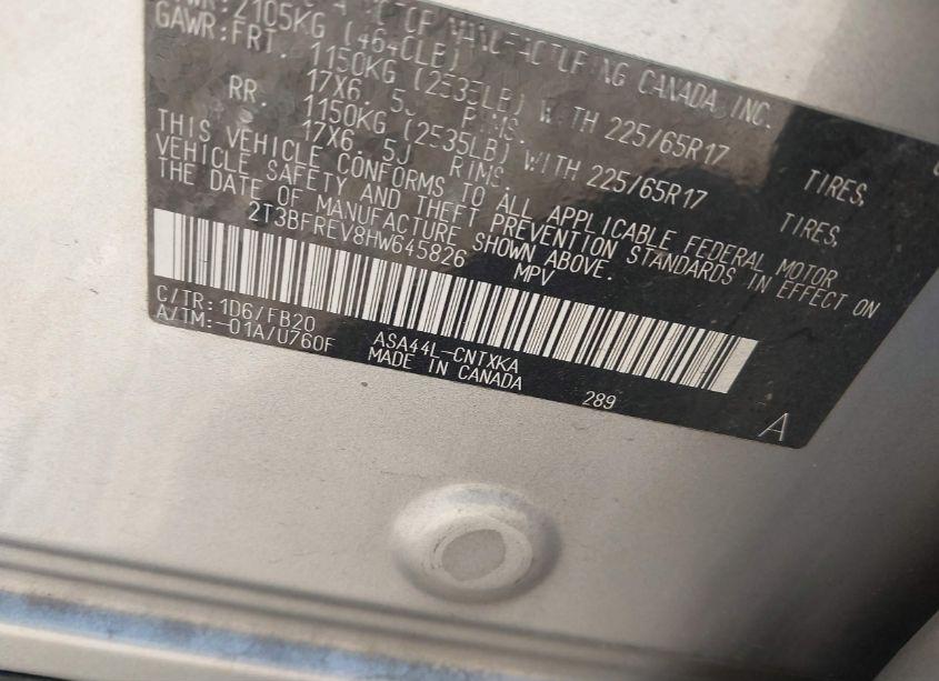 Photo 9 of 2017 Toyota Rav4 LE (VIN 2T3BFREV8HW645826)