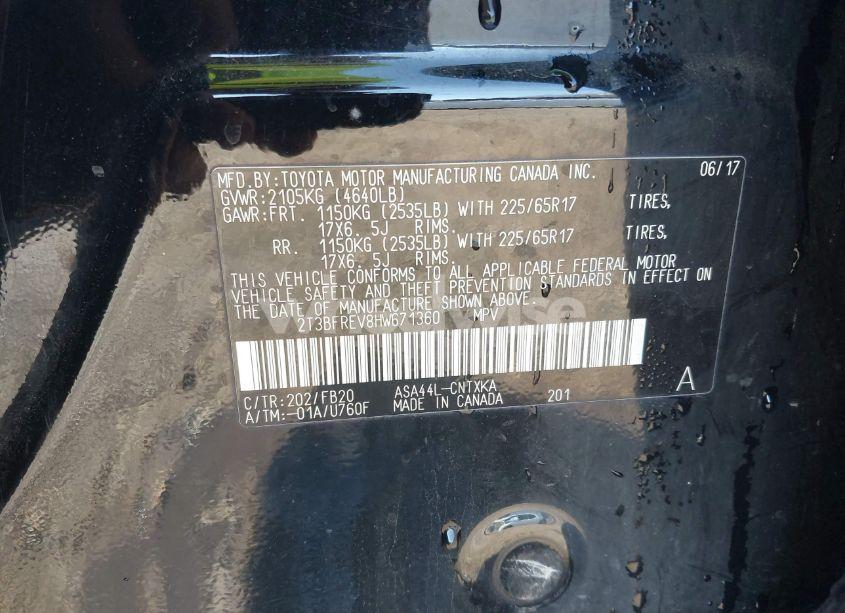 Photo 9 of 2017 Toyota Rav4 LE (VIN 2T3BFREV8HW671360)