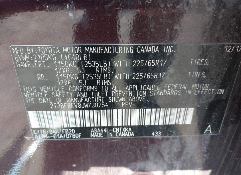 Photo 9 of 2018 Toyota Rav4 LE (VIN 2T3BFREV8JW738254)