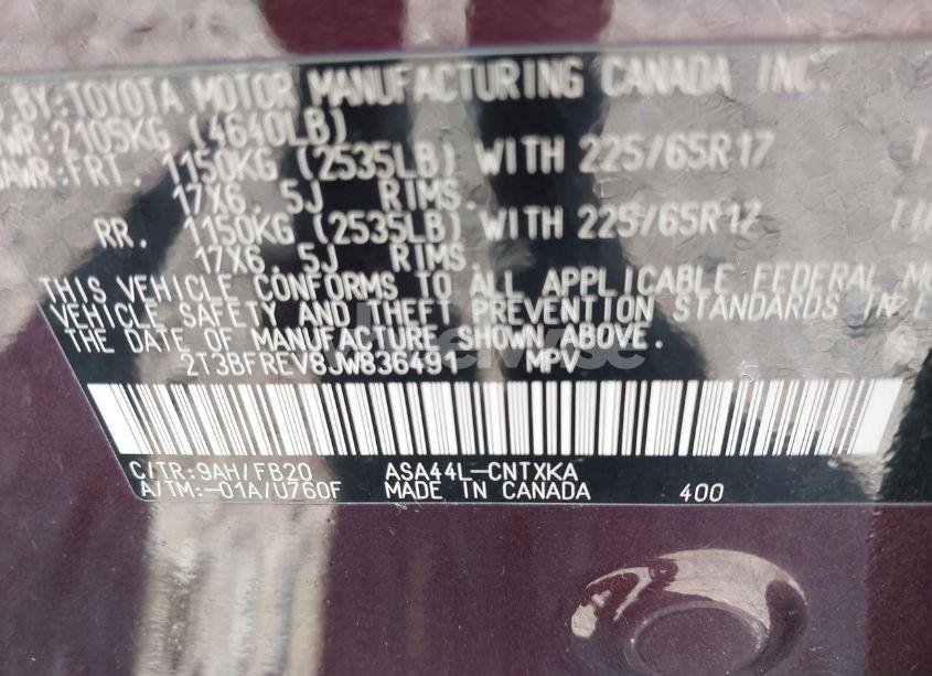 Photo 9 of 2018 Toyota Rav4 LE (VIN 2T3BFREV8JW836491)