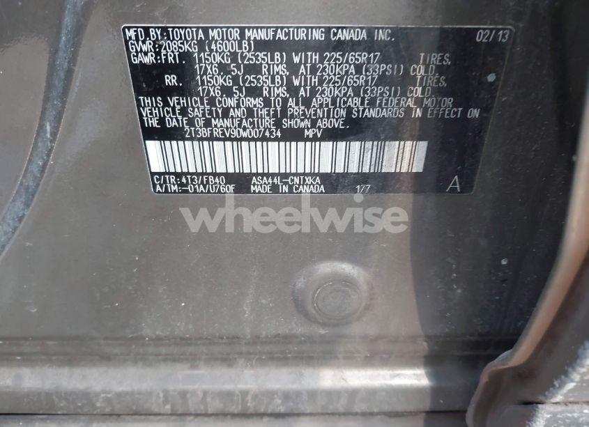 Photo 9 of 2013 Toyota Rav4 LE (VIN 2T3BFREV9DW007434)