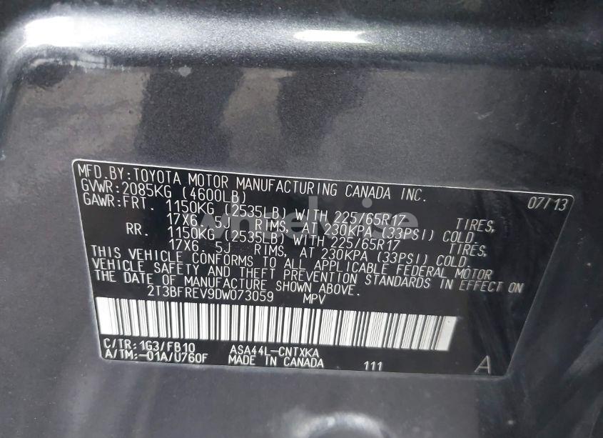 Photo 9 of 2013 Toyota Rav4 LE (VIN 2T3BFREV9DW073059)