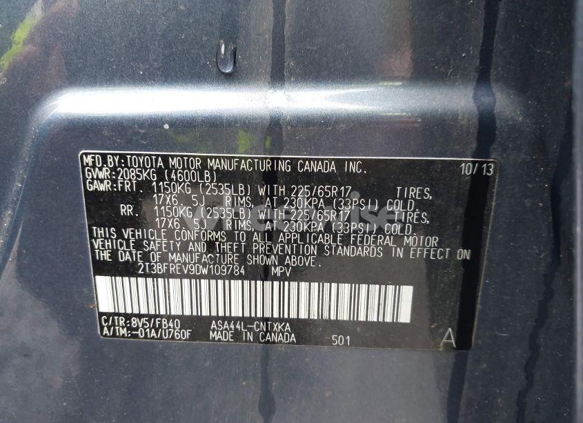 Photo 9 of 2013 Toyota Rav4 LE (VIN 2T3BFREV9DW109784)