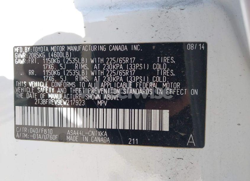 Photo 9 of 2014 Toyota Rav4 LE (VIN 2T3BFREV9EW217923)