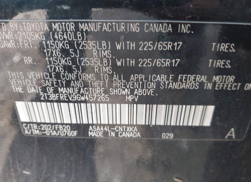 Photo 9 of 2016 Toyota Rav4 LE (VIN 2T3BFREV9GW457265)