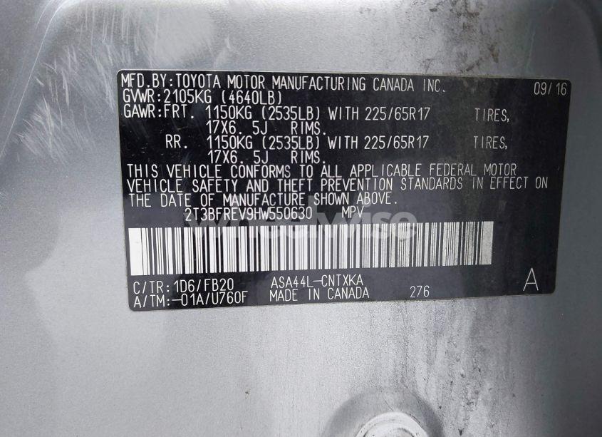 Photo 9 of 2017 Toyota Rav4 LE (VIN 2T3BFREV9HW550630)