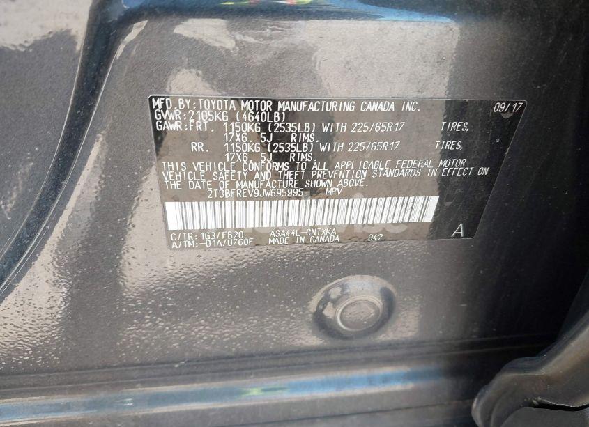 Photo 9 of 2018 Toyota Rav4 LE (VIN 2T3BFREV9JW695995)