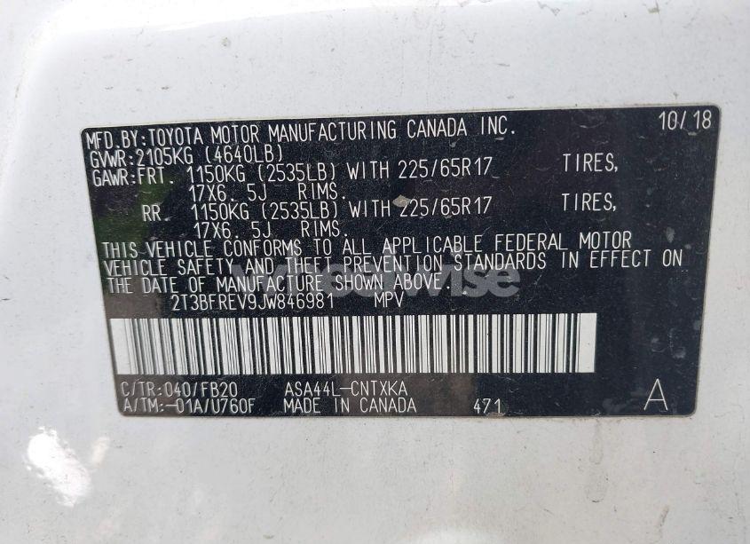 Photo 9 of 2018 Toyota Rav4 LE (VIN 2T3BFREV9JW846981)