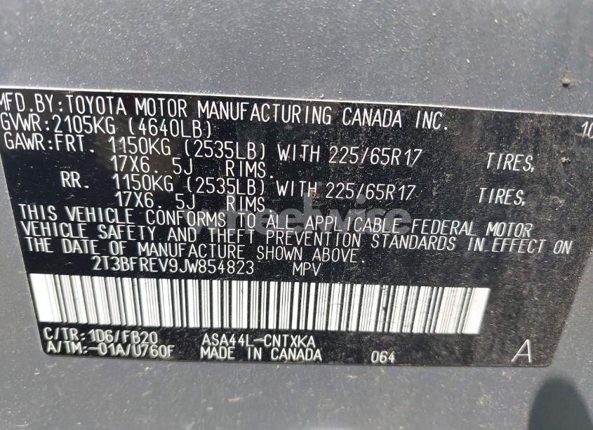 Photo 9 of 2018 Toyota Rav4 LE (VIN 2T3BFREV9JW854823)