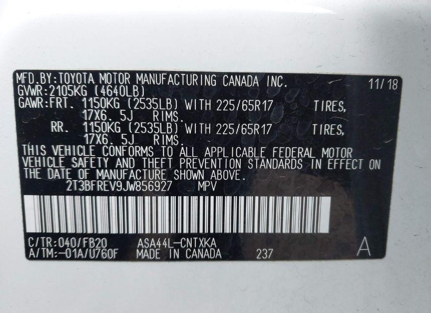 Photo 9 of 2018 Toyota Rav4 LE (VIN 2T3BFREV9JW856927)