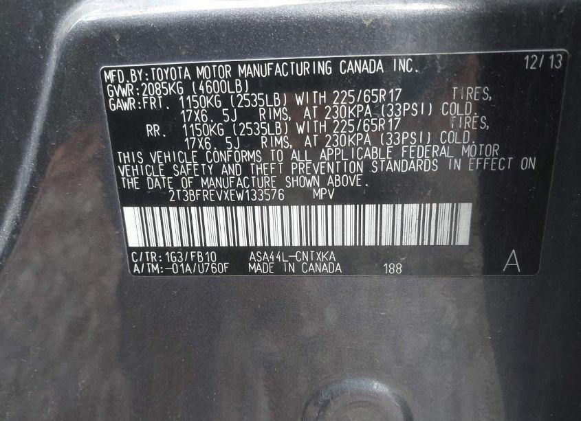 Photo 9 of 2014 Toyota Rav4 LE (VIN 2T3BFREVXEW133576)