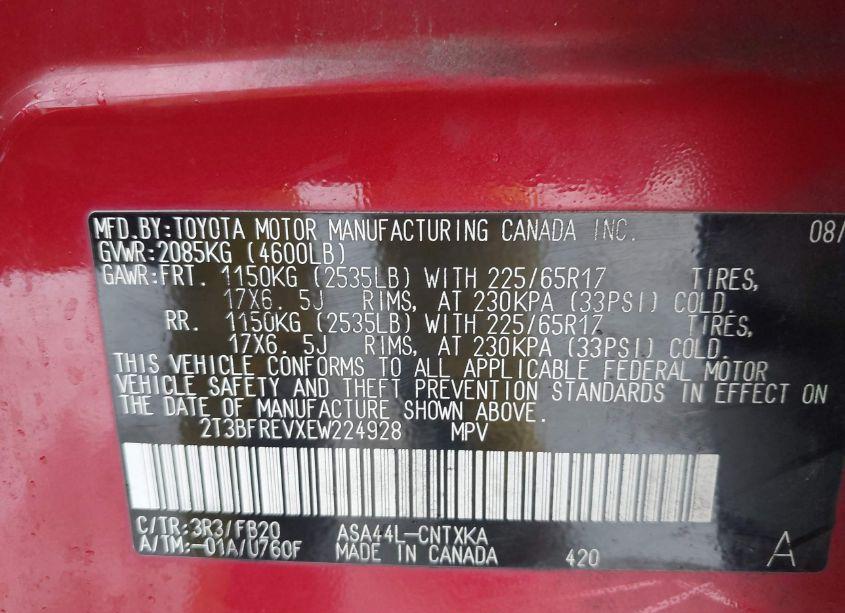 Photo 9 of 2014 Toyota Rav4 LE (VIN 2T3BFREVXEW224928)