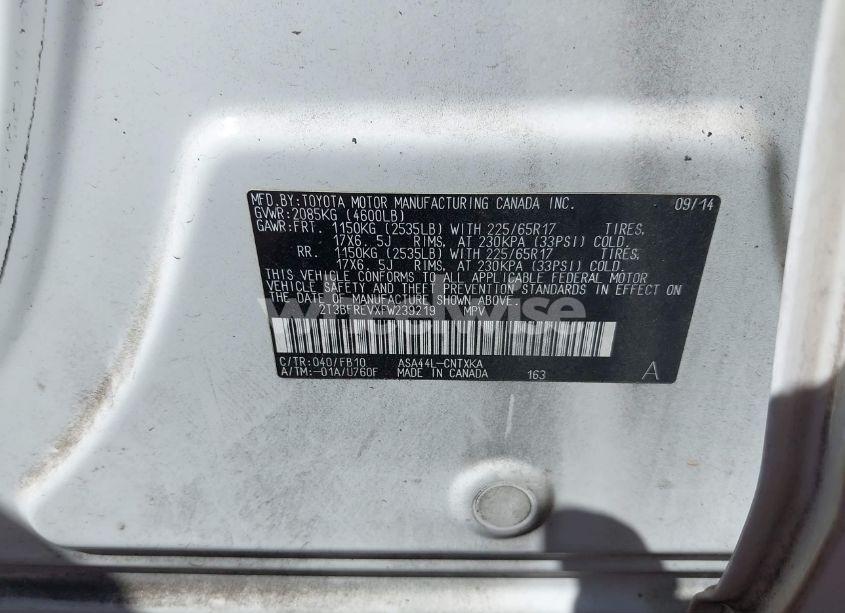 Photo 9 of 2015 Toyota Rav4 LE (VIN 2T3BFREVXFW239219)