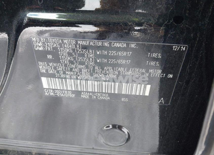 Photo 9 of 2015 Toyota Rav4 LE (VIN 2T3BFREVXFW273631)