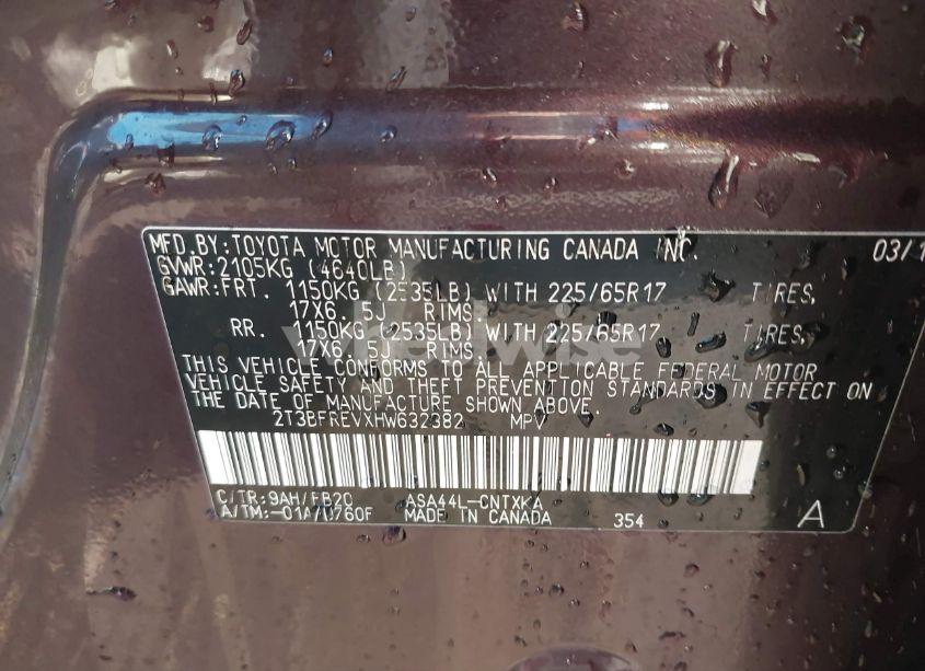 Photo 9 of 2017 Toyota Rav4 LE (VIN 2T3BFREVXHW632382)