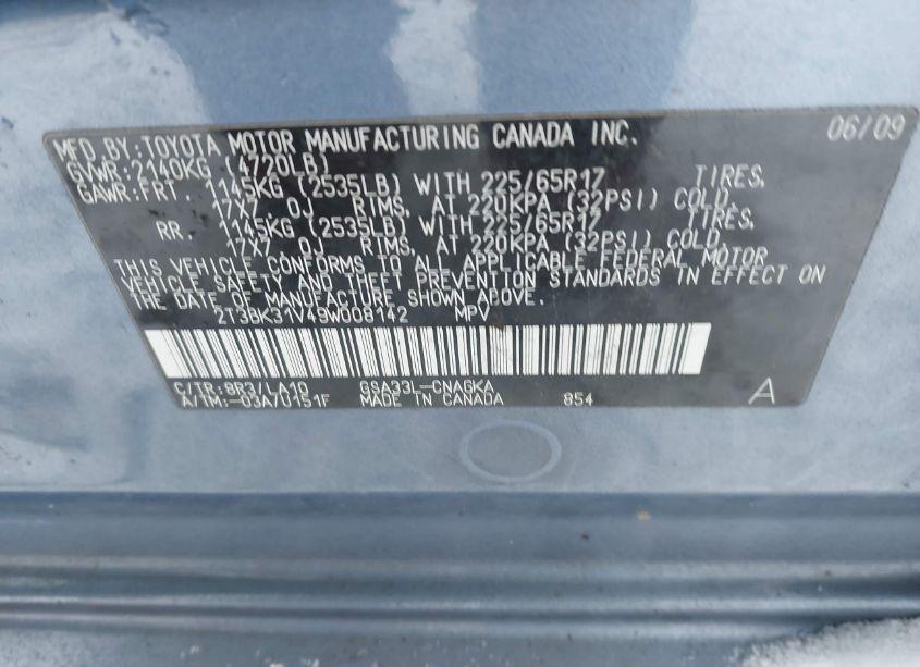 Photo 9 of 2009 Toyota Rav4 LIMITED (VIN 2T3BK31V49W008142)