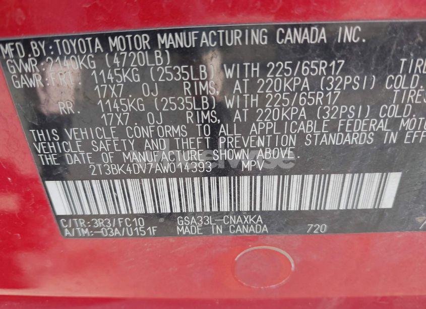 Photo 9 of 2010 Toyota Rav4 BASE V6 (VIN 2T3BK4DV7AW014393)