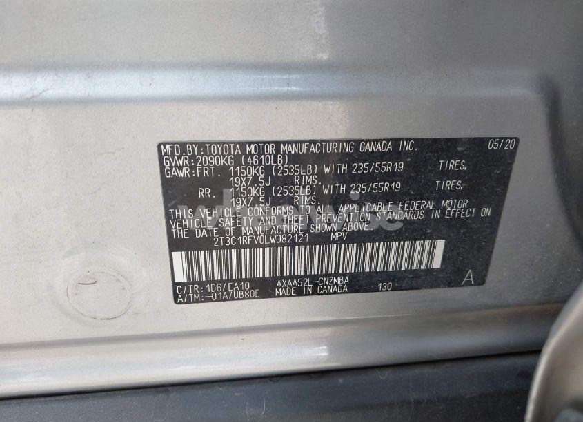 Photo 9 of 2020 Toyota Rav4 XLE PREMIUM (VIN 2T3C1RFV0LW082121)