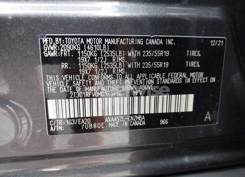 Photo 9 of 2021 Toyota Rav4 XLE PREMIUM (VIN 2T3C1RFV0MC171416)